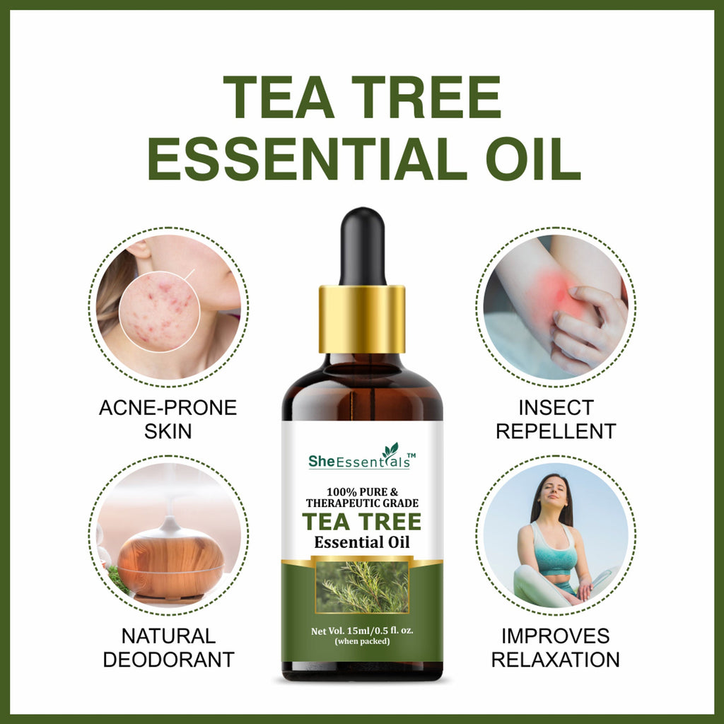 She Essentials Lavender Oil & Tea Tree Essential Oil Combo - Hair & Skincare