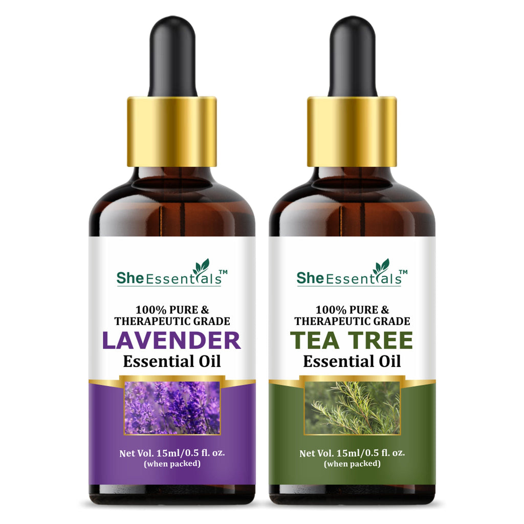She Essentials Lavender Oil & Tea Tree Essential Oil Combo - Hair & Skincare