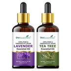 She Essentials Lavender Oil & Tea Tree Essential Oil Combo - Hair & Skincare