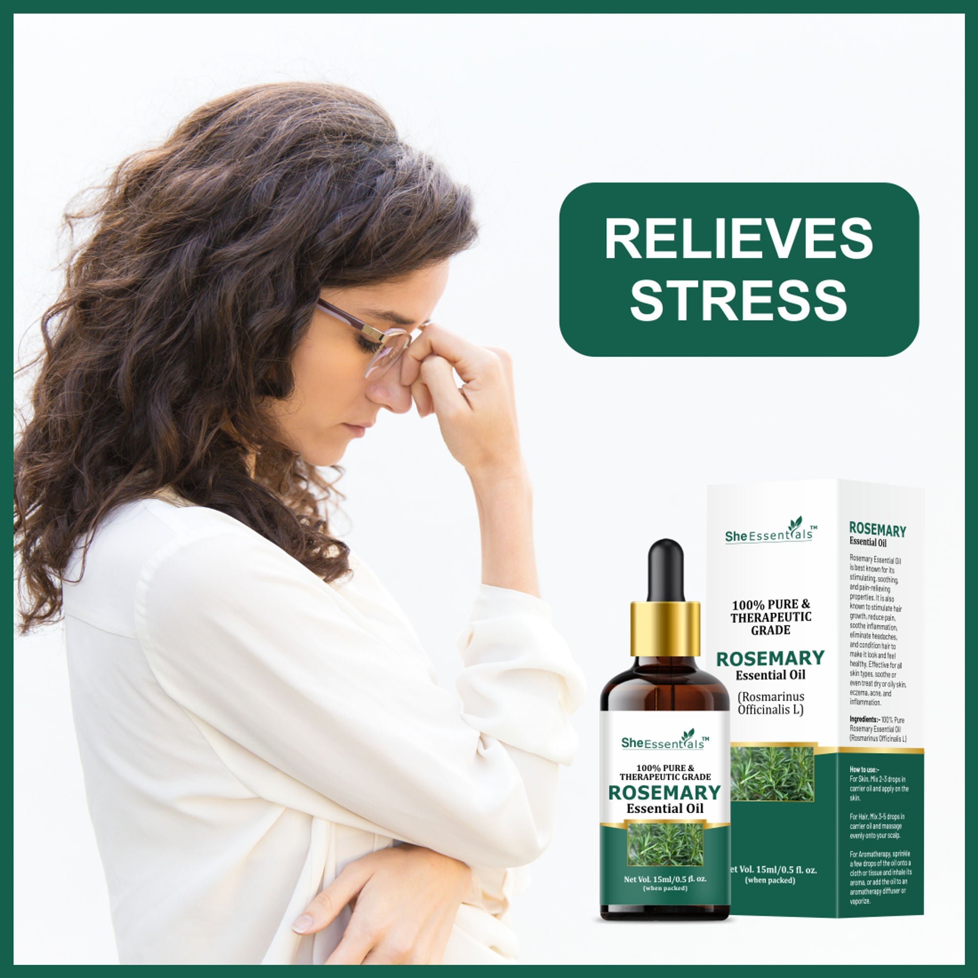 She Essentials Sandalwood Oil & Rosemary Essential Oil Combo - Hair & Skincare