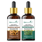 She Essentials Sandalwood Oil & Rosemary Essential Oil Combo - Hair & Skincare