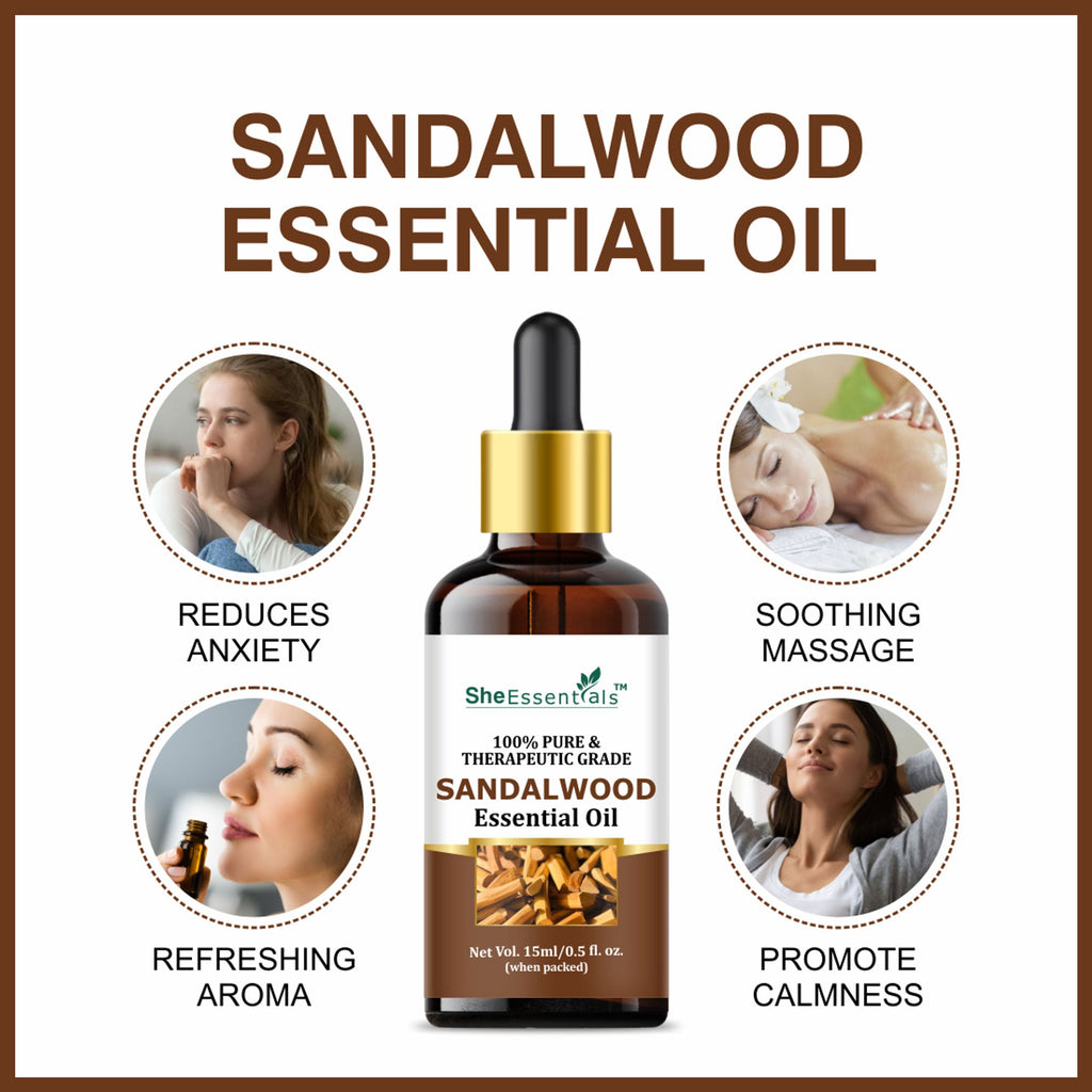 She Essentials Sandalwood & Tea Tree Essential Oil Combo - Hair & Skin
