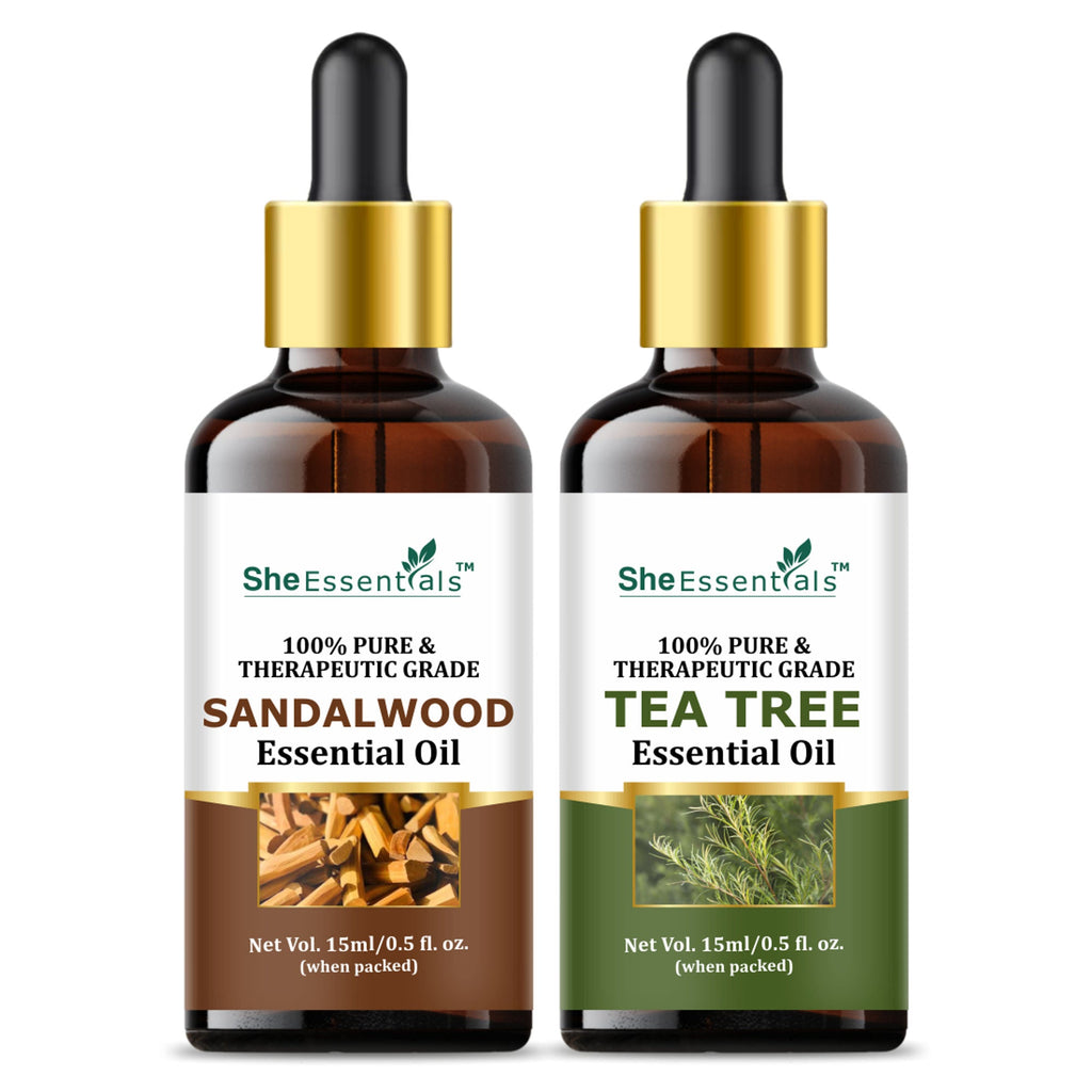 She Essentials Sandalwood & Tea Tree Essential Oil Combo - Hair & Skin