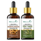 She Essentials Sandalwood & Tea Tree Essential Oil Combo - Hair & Skin
