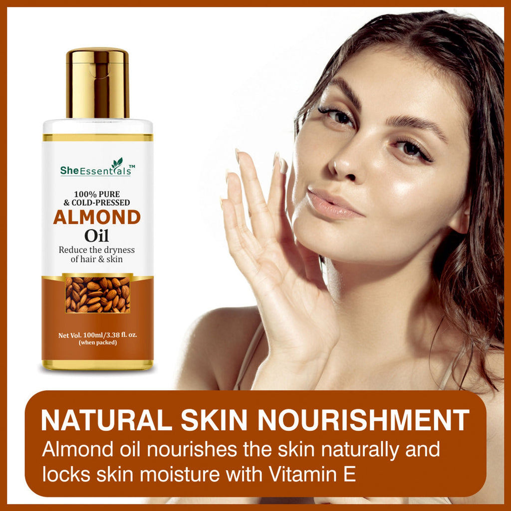 She Essentials Rosemary Essential Oil, Tea Tree & Almond Carrier Oil - Hair Growth & Acne