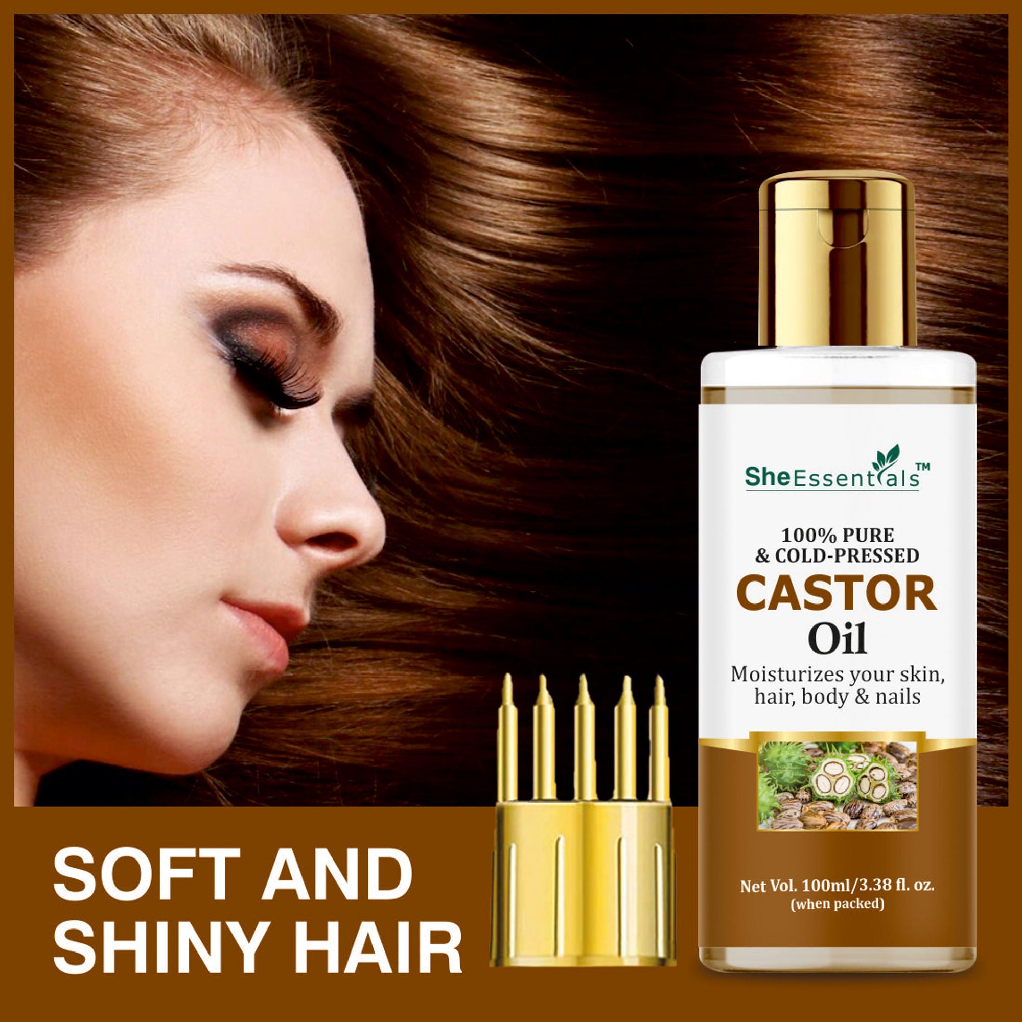 She Essentials 100% Pure Castor & Olive Oil For Skincare & Haircare