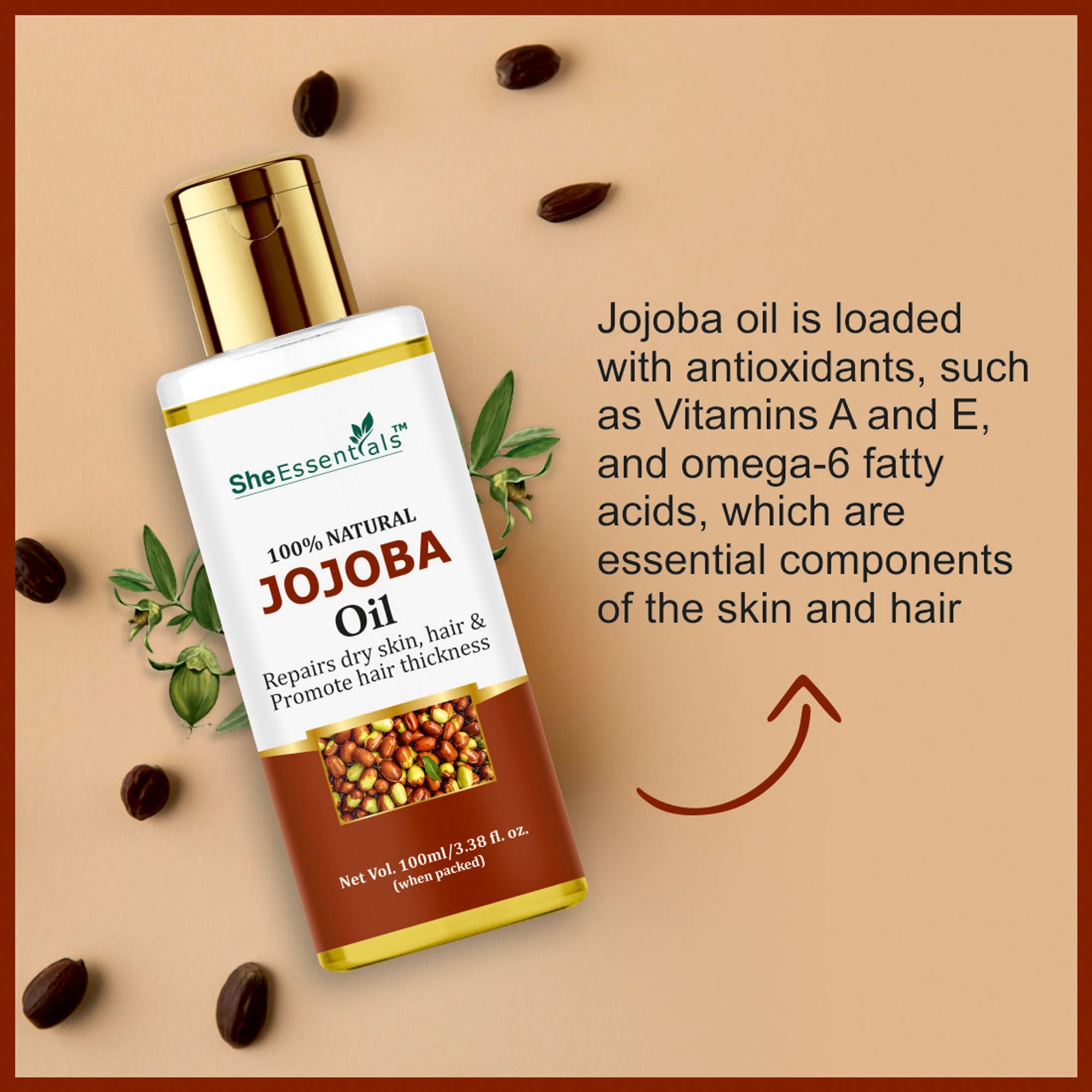 She Essentials Rosemary, Jojoba & Tea Tree Essential Oil For Hair Growth, Acne & Dandruff