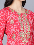 Myshka Women Pink Floral Printed Kurta - Distacart