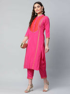Ahalyaa Womens Pink Crepe Printed Kurta Pant Set - Distacart