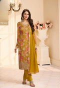 Anaita Mustard Chinon Stitched Suit with Multi Digital Print - Distacart