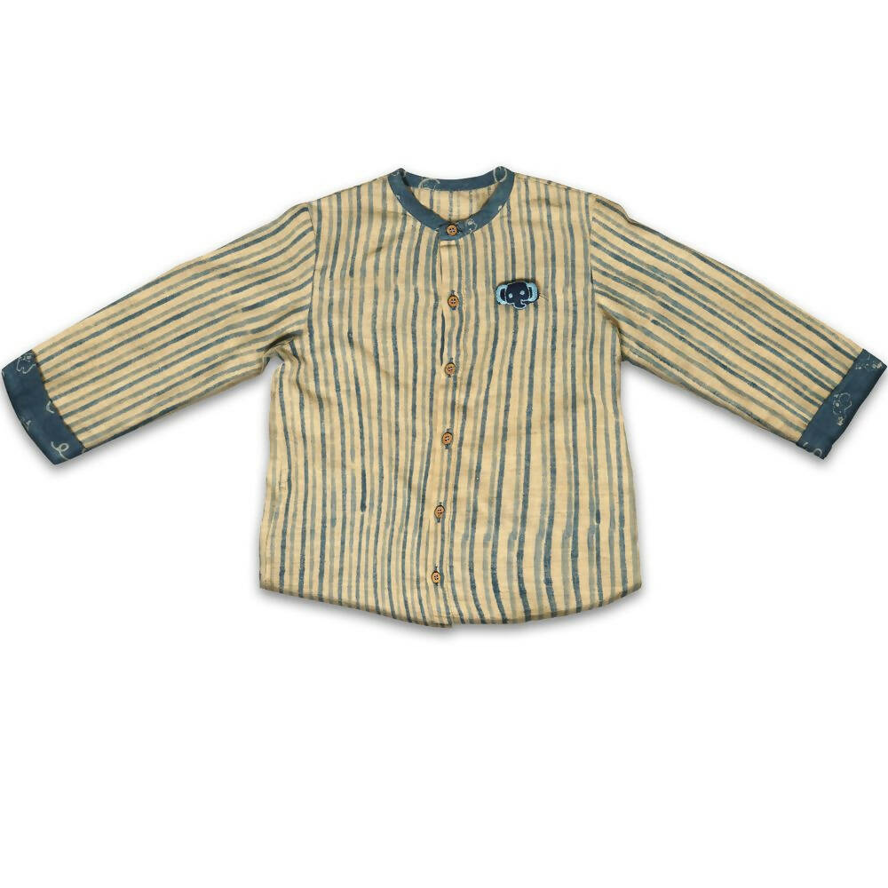 Mhyssa Manny Full Sleeve Beige T-shirt With Blue Pants Set For Kids
