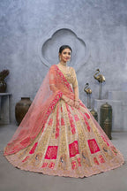 Kesar Fab Chiku Organza Embroidered Lehenga