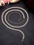 NVR Women's Silver-Plated AD-Studded Double Layered Kamarbandh Waist Chain