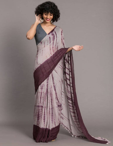 Suta Mauve Burgundy Tie and Dye Saree