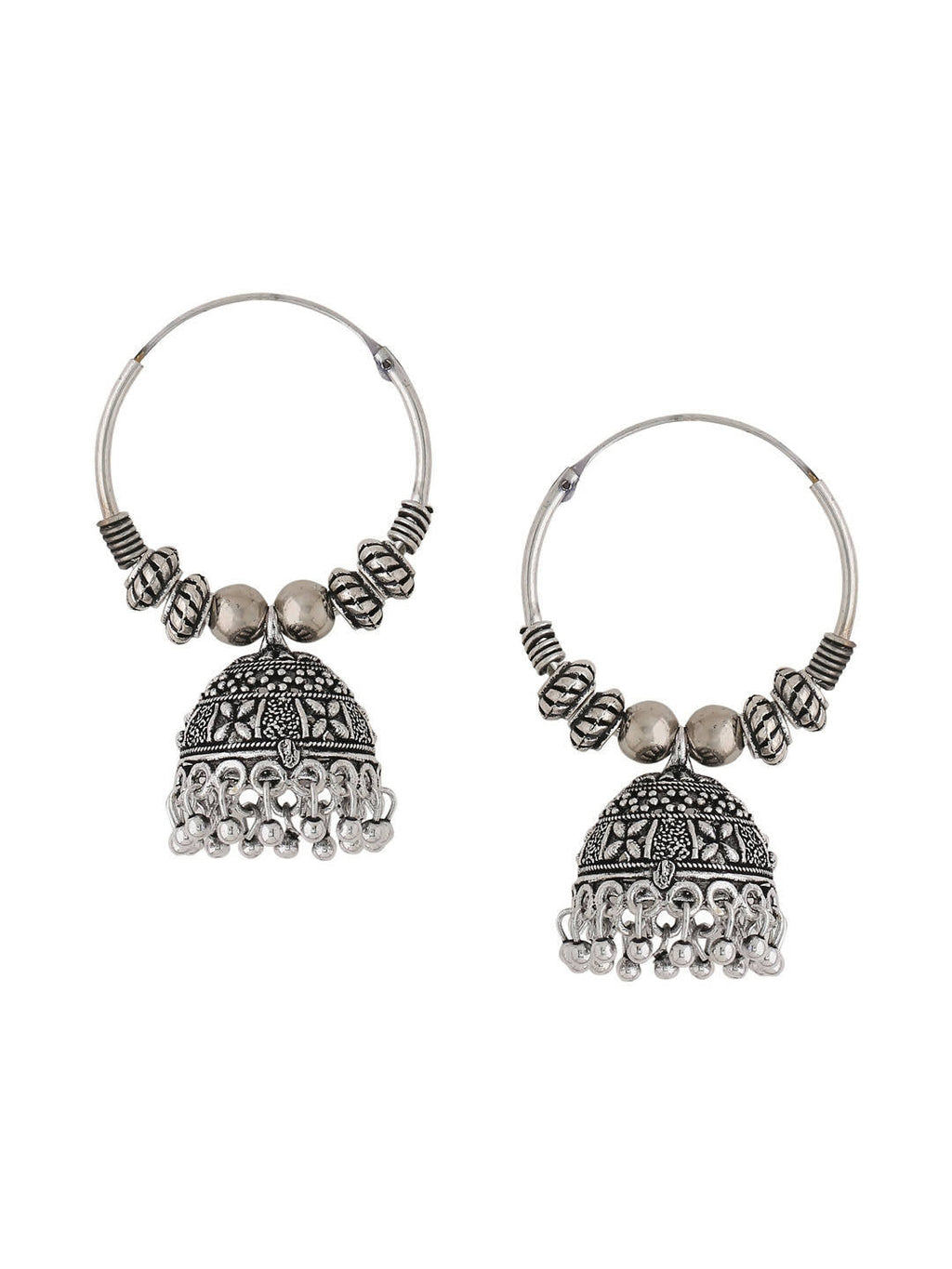 NVR Women Silver-Plated Contemporary Jhumkas Earrings - Distacart