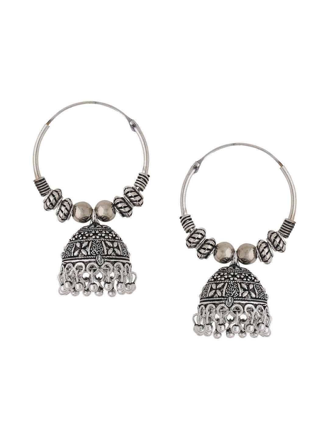 NVR Women Silver-Plated Contemporary Jhumkas Earrings - Distacart