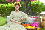 Light Green Net Embroidered Semi Stitched Lehenga Choli with Dupatta - Bhagya
