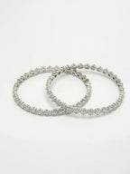 NVR Women's Set of 2 Silver-Plated CZ Stone-Studded Handcrafted Bangles - Distacart