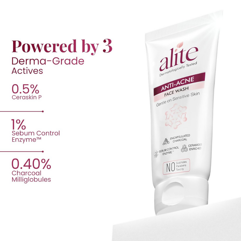 Alite Anti-Acne 5-in-1 Face Wash - Encapsulated Charcoal, Sebum Control Enzyme & Ceramides - Distacart