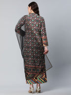 Ahalyaa Women's Multi Colour Crepe Digital Patola Printed Kurta Palazzo Set With Dupatta - Distacart