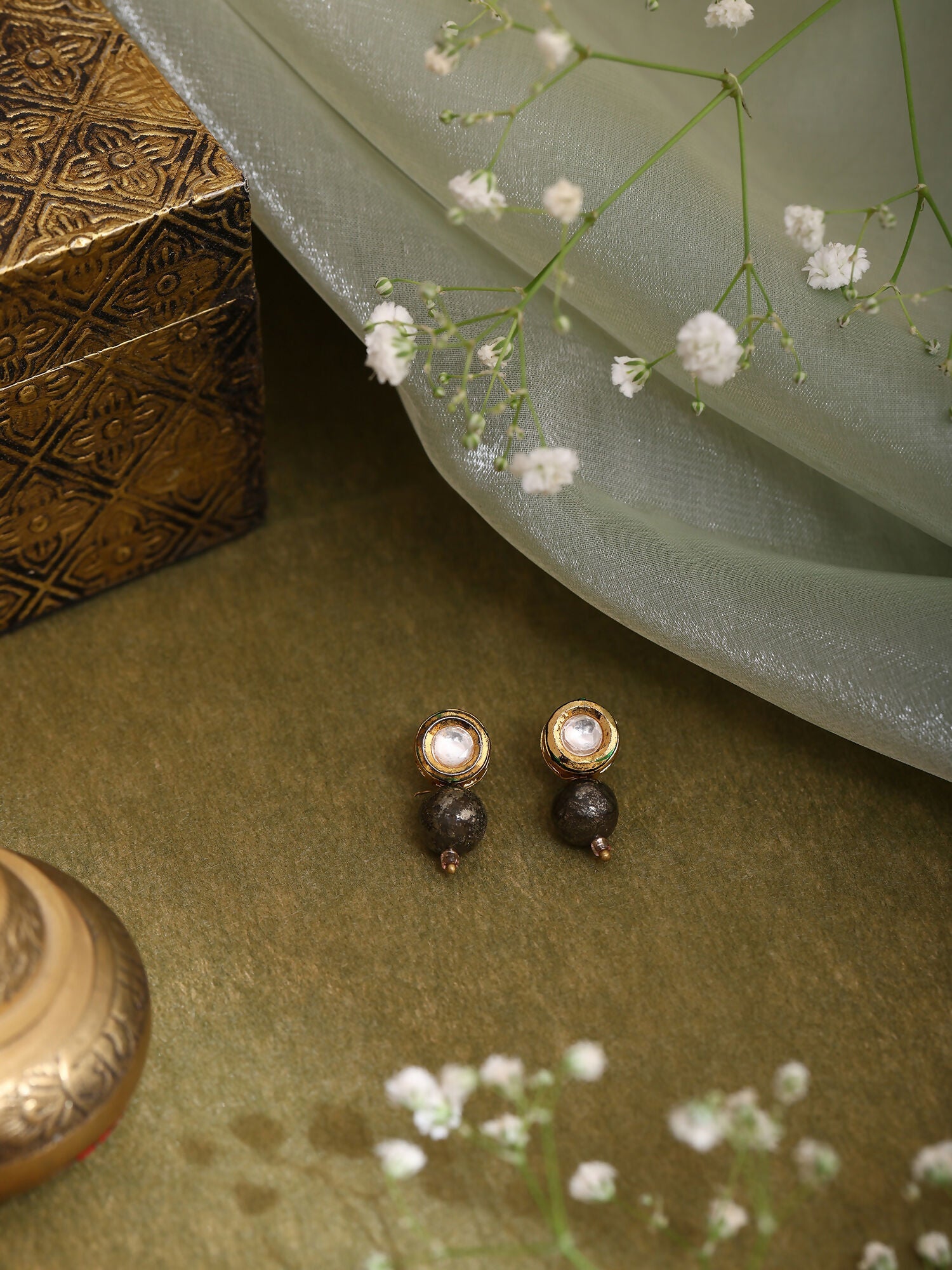 Ruby Raang Purple Pyrite Kundan Studs - Distacart
