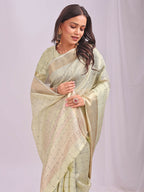 Shree Shyam Fashion Organza Light Green Saree - Distacart