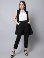 Even Apparels Black Polywool Open Front Women's Long Coat PW668 - Distacart