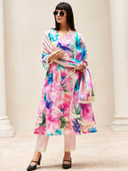Indo Era Women Floral Embroidered Regular Thread Work Kurta with Trousers & With Dupatta - Distacart