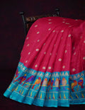 Rani Pink And Blue Printed Semi Soft Silk Kota Saree By Gayathri Reddy Designer Studio