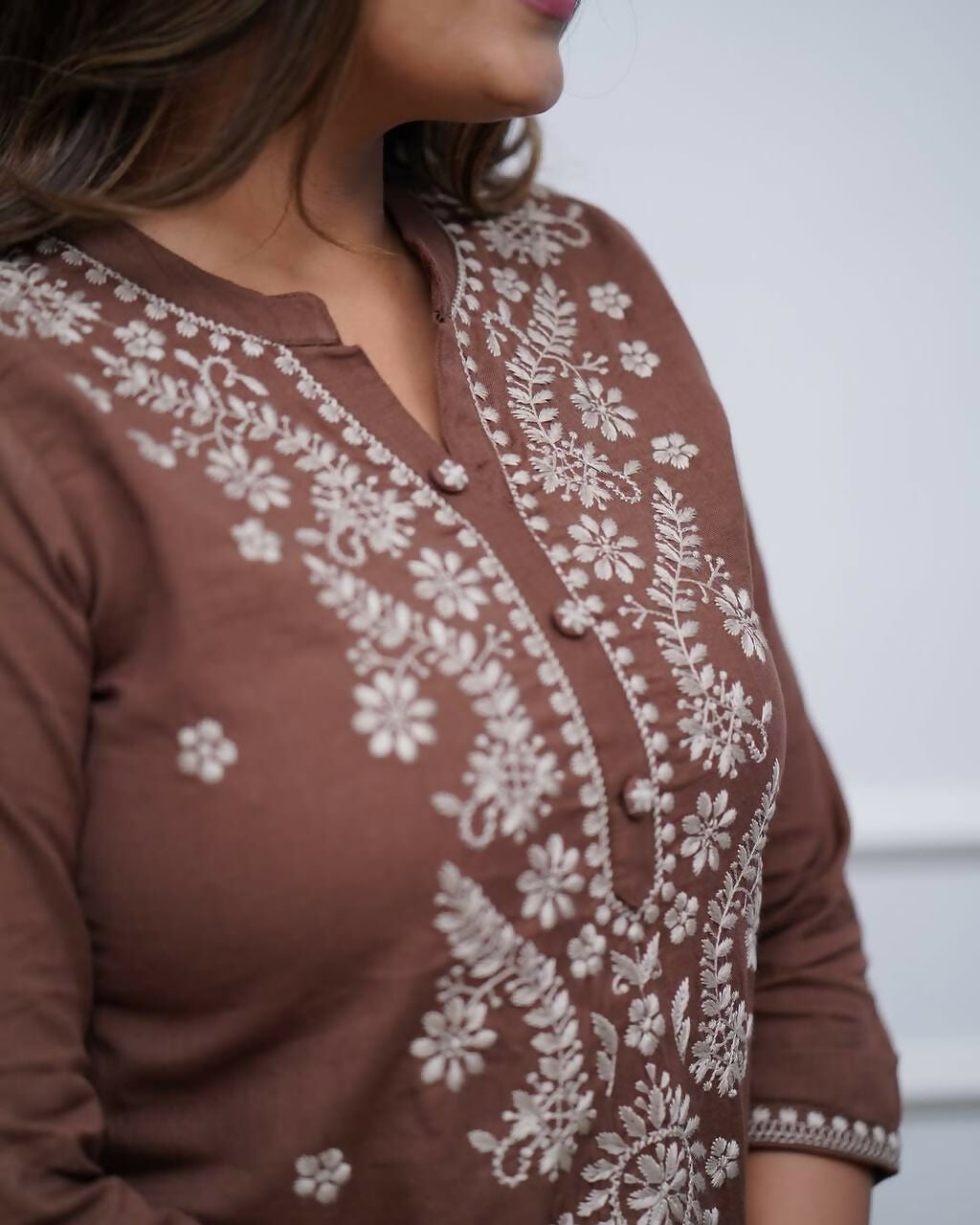 Joban Fashion Brown Kurta Set Rayon Embroidery Sequence Work - Distacart