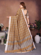 Anaita Coffee Weaving Linen Cotton Saree With Blouse - Distacart
