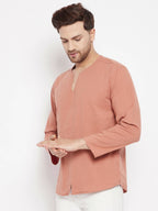 Even Apparels Brown Pure Cotton Men's Kurta With Slit Neckline - Distacart