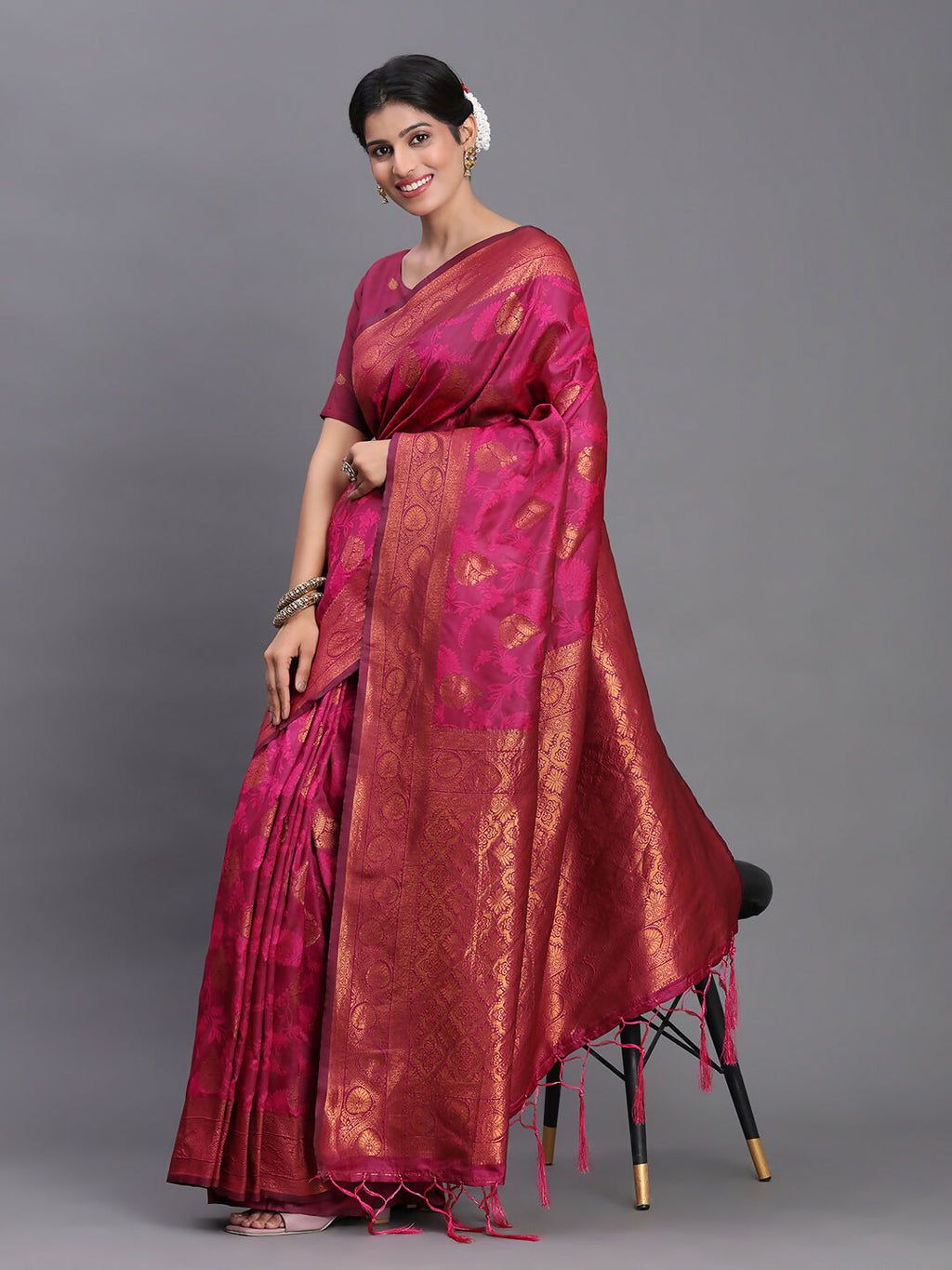 Shree Shyam Fashion Silk Pink Saree - Distacart