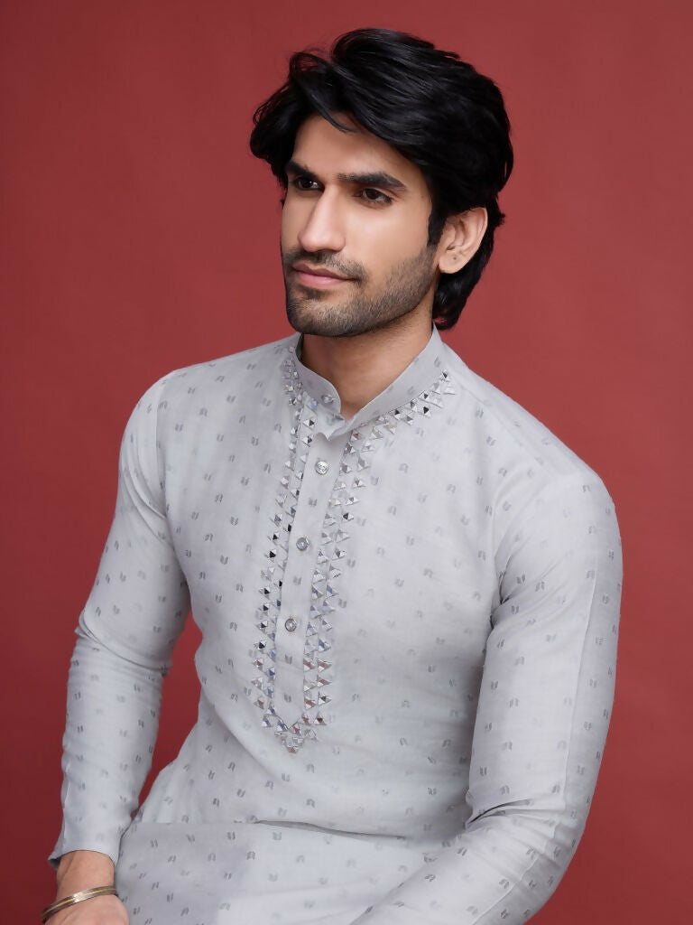 Vastranavya Exclusive Festival Wear Viscose Mirror Work on Self Weaving Kurta Only