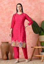 Joban Fashion Rani Premium Pure Viscose Print Dola With Handwork Kurta Set