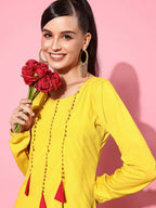 Ahalyaa Women's Traditional wear Ethnic Dress - Mustard - Distacart