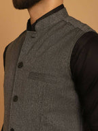 Even Apparels Nehru Jacket With Welt Pockets - Grey