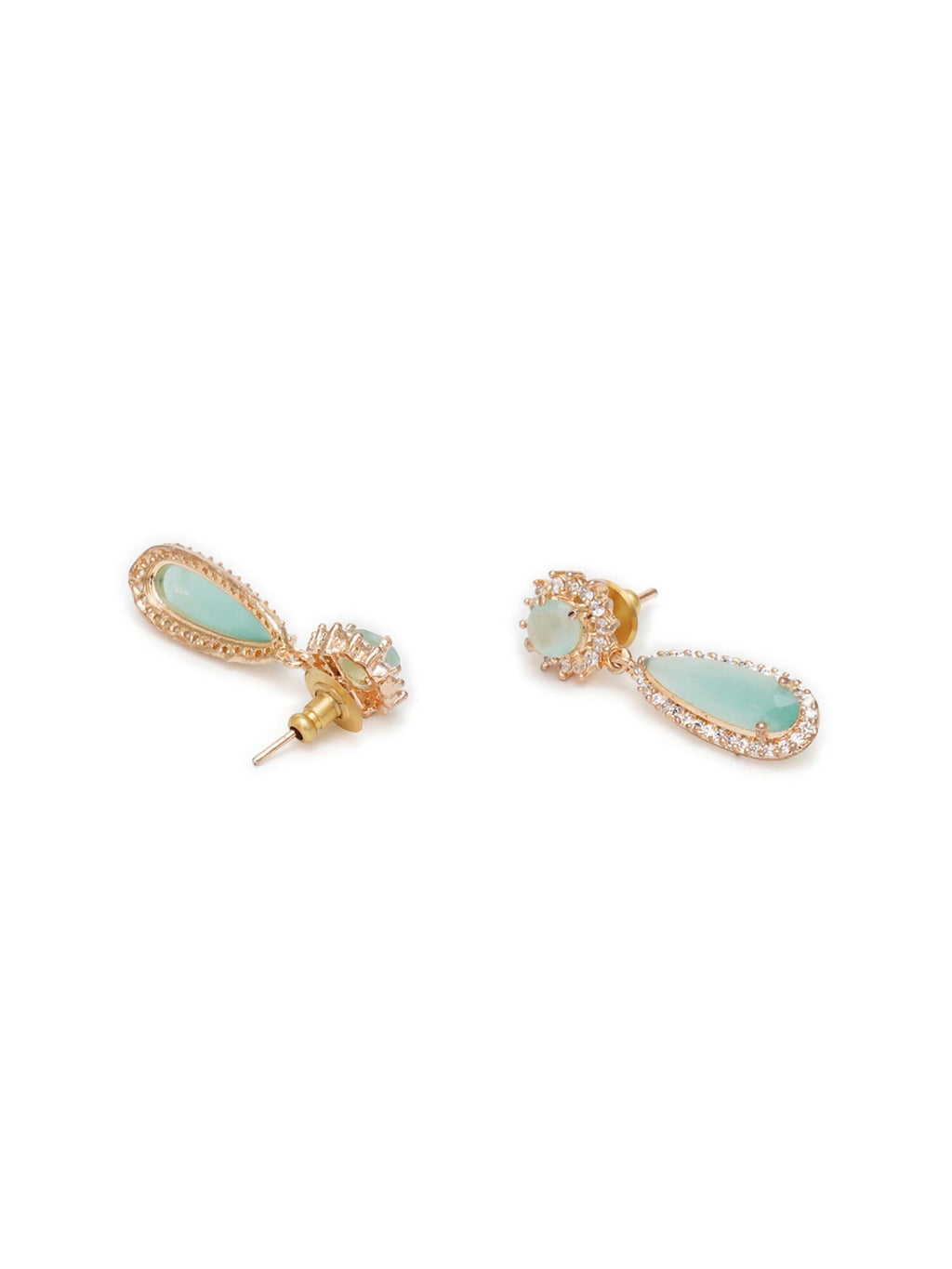 Long kundan earring (Mint green ) - Ruby Raang - Distacart
