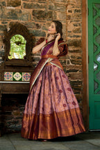 Vastranavya Traditional Jacquard Silk Zari Weaving Silk Lehenga Choli - Purple