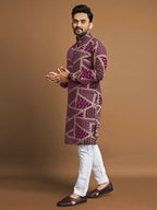 Anaita Purple Printed Cotton Straight Kurta