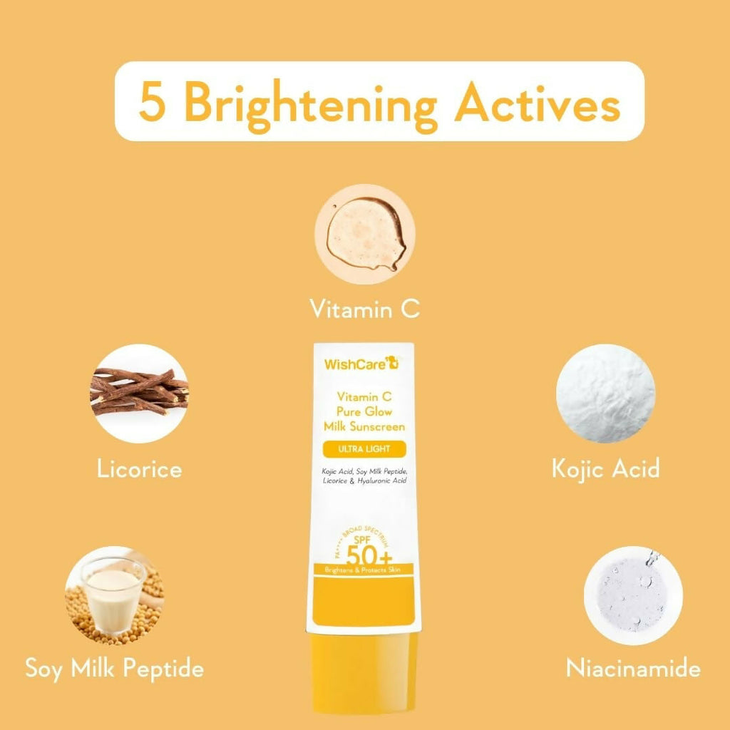 Wishcare Vitmain C Pure Glow Milk Sunscreen SPF 50 - Distacart