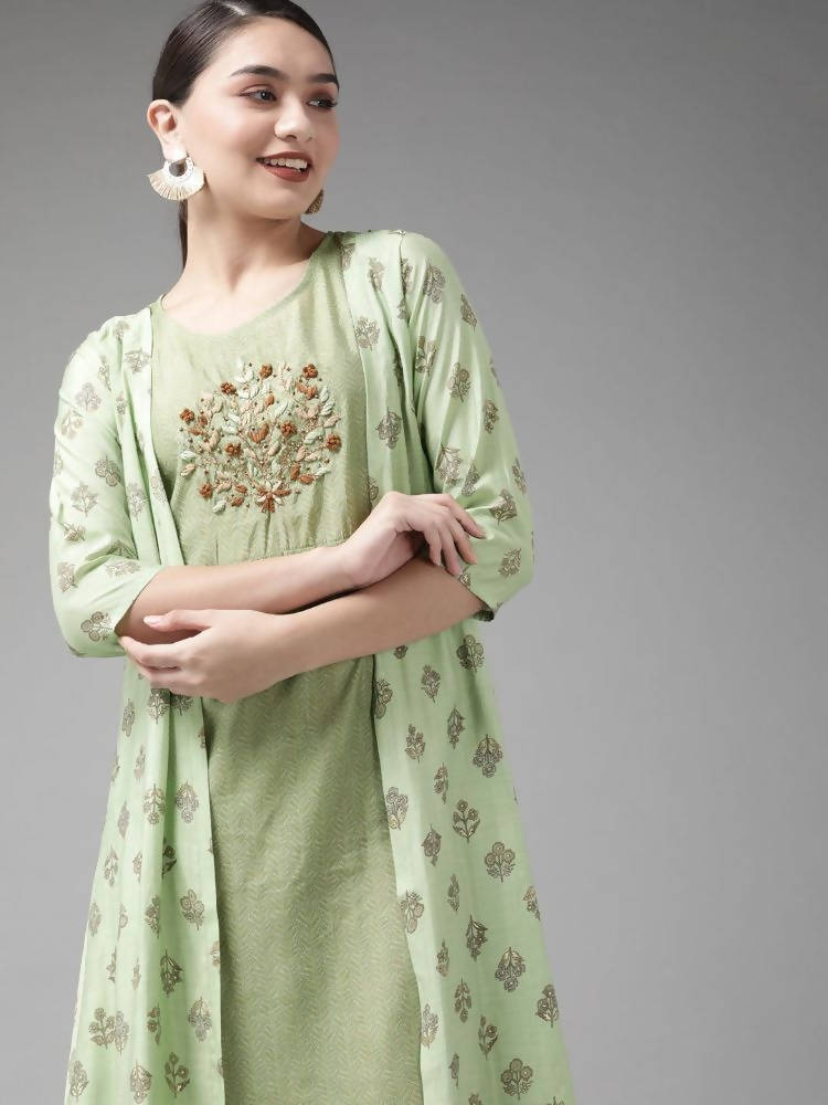 Yufta Silk Green Regular Dress Single