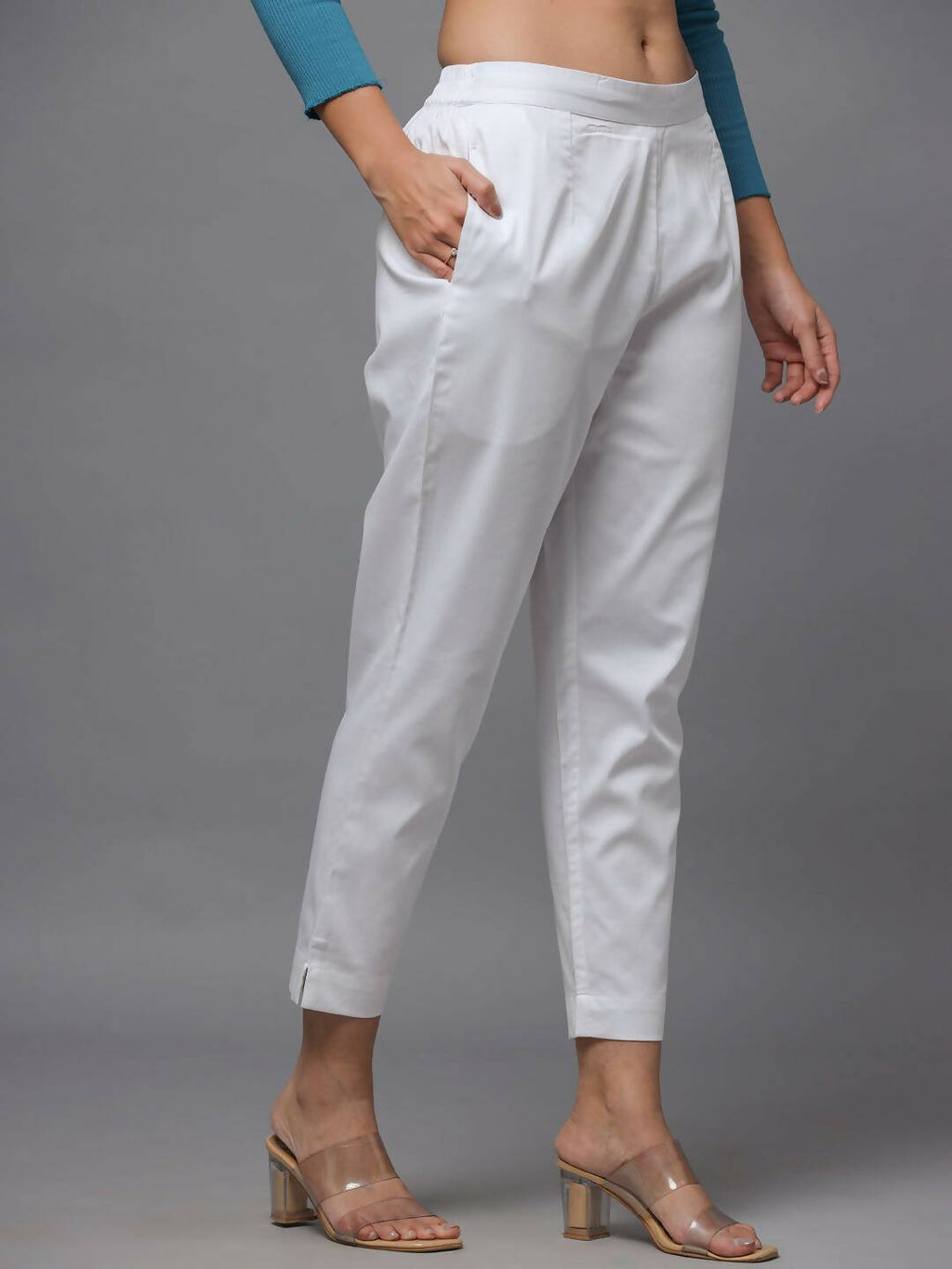 Juniper Women's White Solid Straight Slim Pant - Distacart