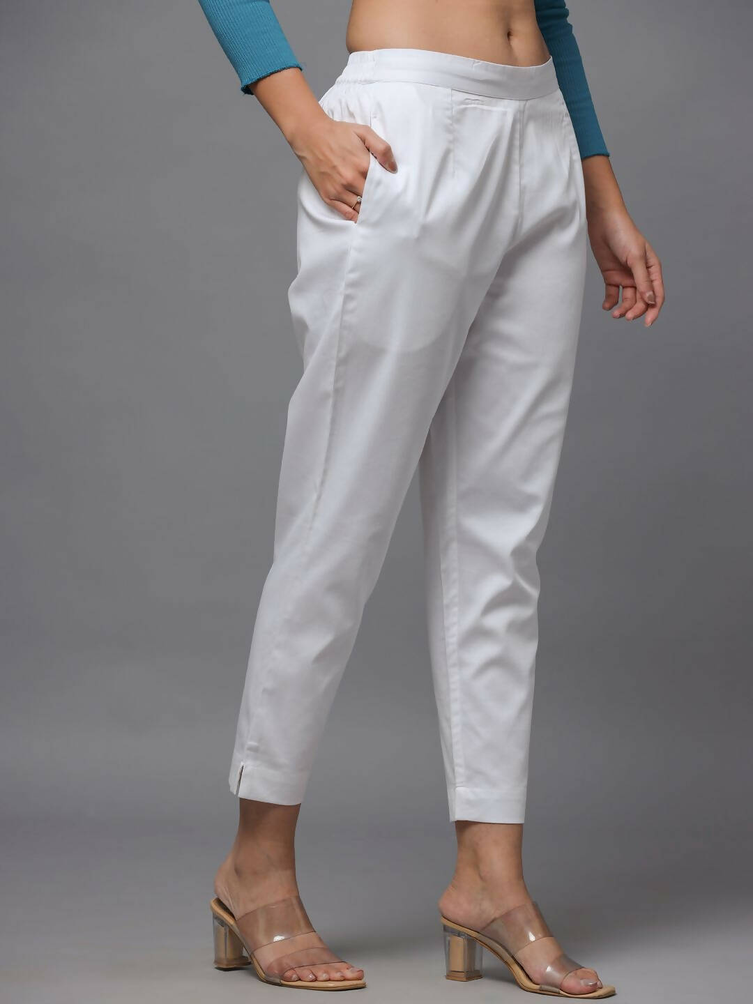 Juniper Women's White Solid Straight Slim Pant - Distacart