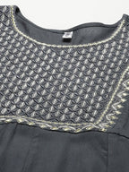 Yufta Grey Embroidered Ethnic Maxi Dress