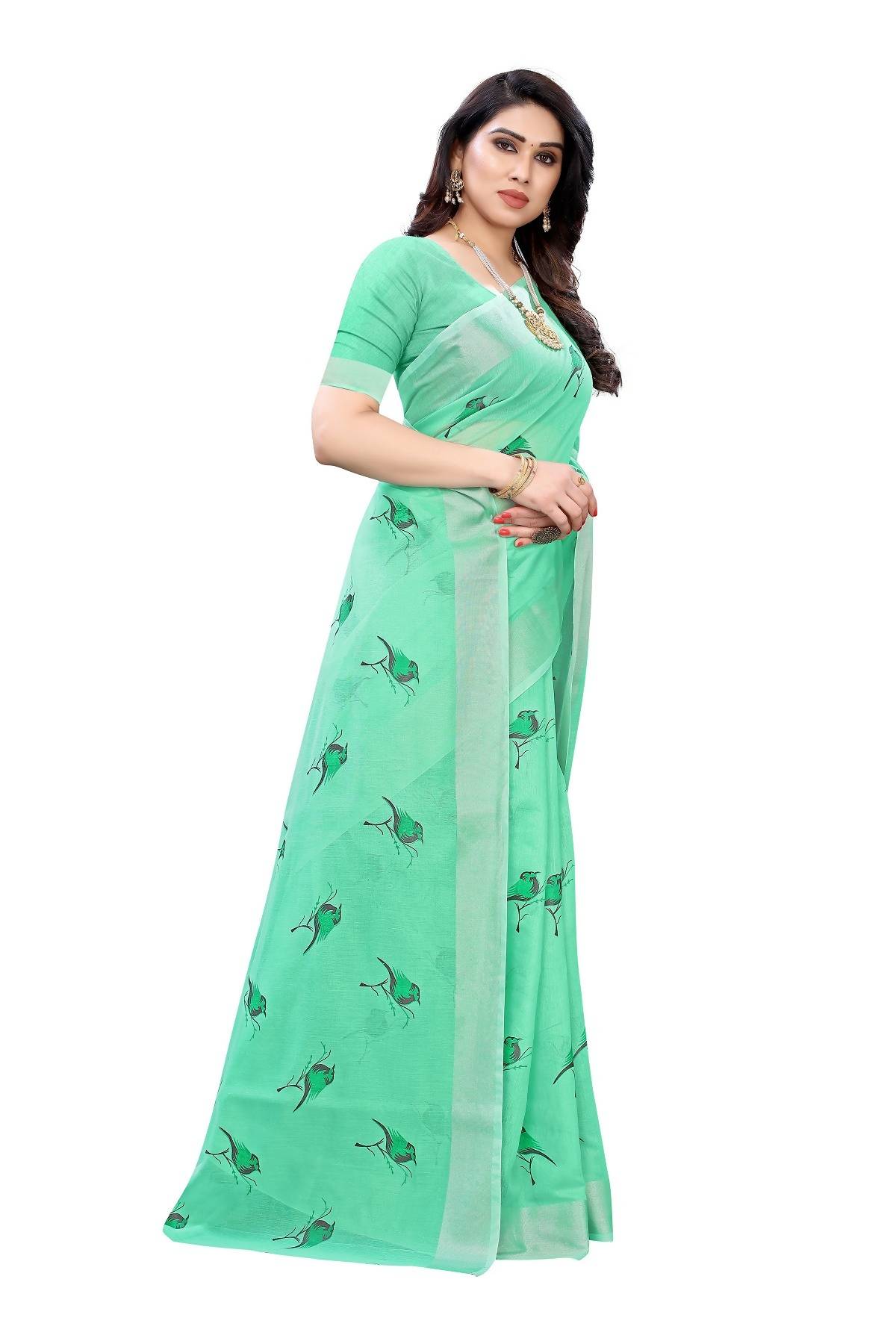 Vamika Green Chanderi Designer Saree (SERIN GREEN) - Distacart