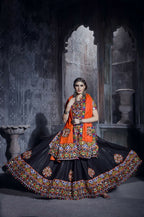 AI Fashion Black Art Silk Designer Navratri Lehenga Choli Collection