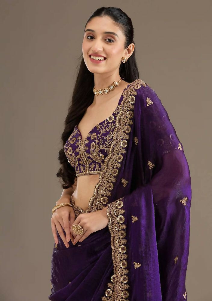 Joban Fashion Blue Frendy Satin Silk Party Wear Sarees - Distacart