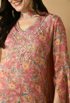 Joban Fashion Rose Gold Chinnon Kurta Set