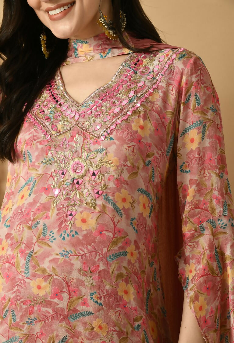 Joban Fashion Rose Gold Chinnon Kurta Set
